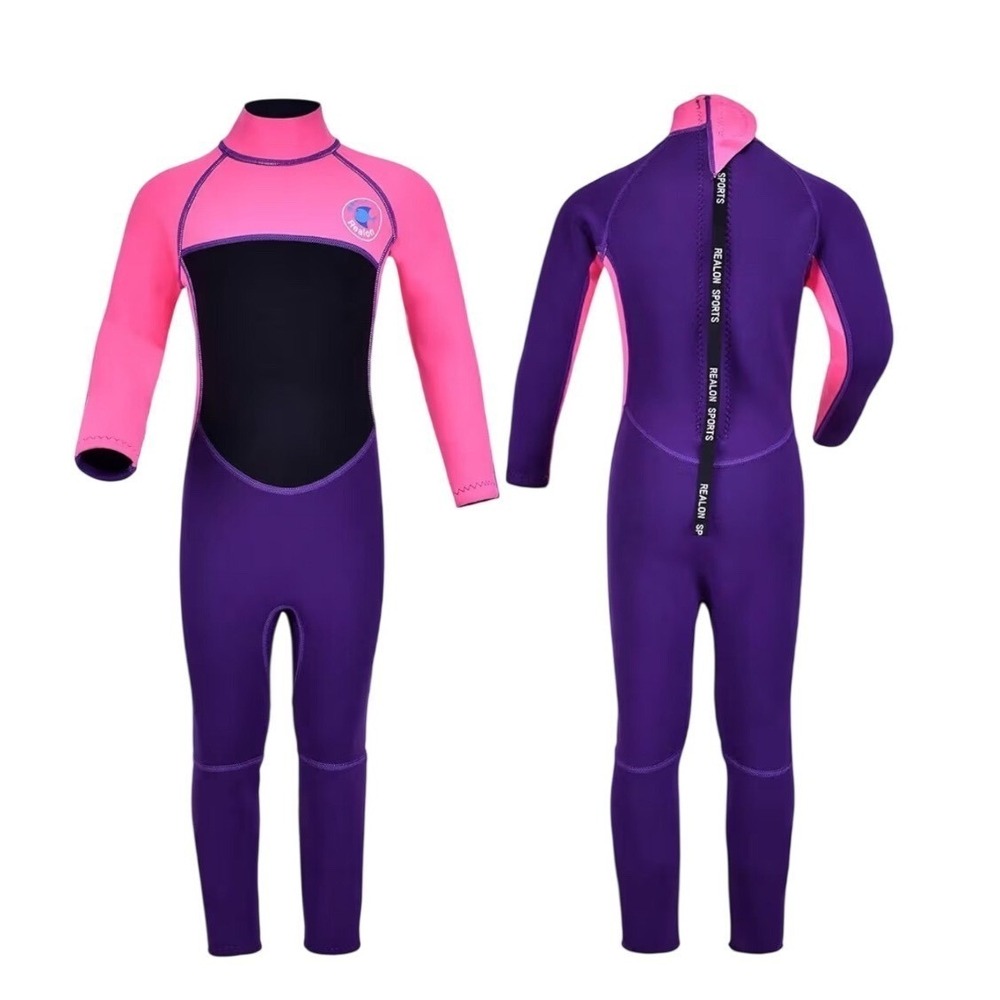 Realon  XL Wetsuit Kids 3mm Neoprene Full Body Pink Purple Good UV Thermal Scuba